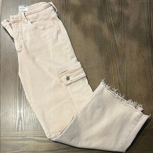 Women's Cream/Salmon Cropped Jeans